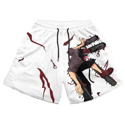 Anime Chainsaw Man Men Gym Shorts Makima Denji Pattern Mesh Breathable Summer Casual Outdoor Running Sports 6 - Anime Swim Trunks