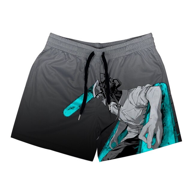 Anime Gym Shorts Chainsaw Man Denji Pattern Outdoor Running Sports Casual Shorts Mesh Breathable Men s 1 - Anime Swim Trunks