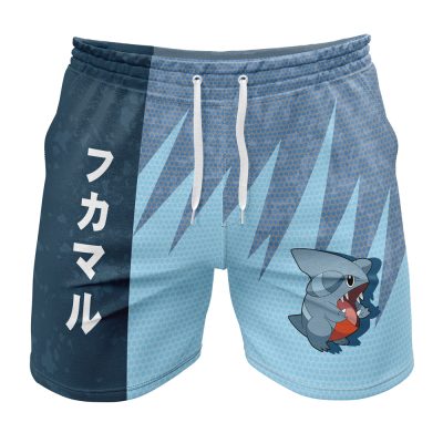 Gible Classic Pokemon Gym Short FRONT Mockup - Anime Swim Trunks