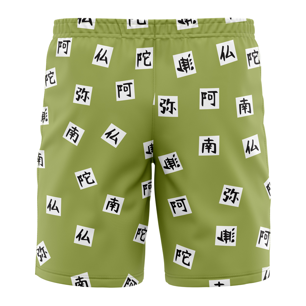 Gyomei Himejema Demon Slayer Hawaiian Shorts BACK Mockup - Anime Swim Trunks