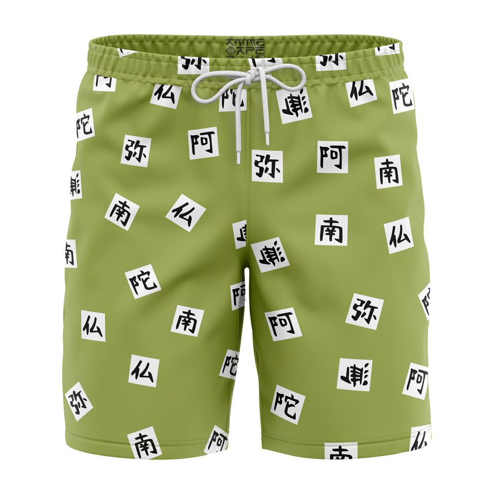 Gyomei Himejema Demon Slayer Hawaiian Shorts FRONT Mockup Knot 1 - Anime Swim Trunks