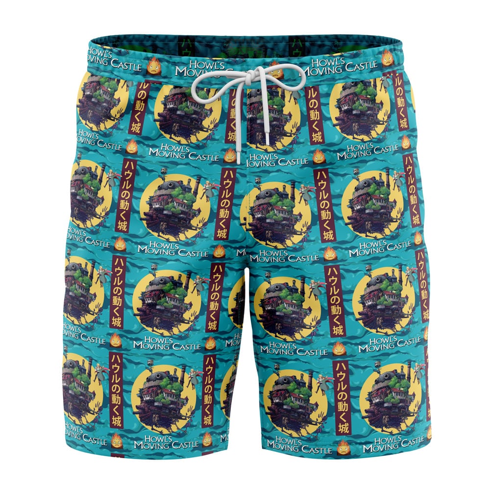 Howls Moving Castle SG Hawaiian Shorts FRONT Mockup Knot - Anime Swim Trunks