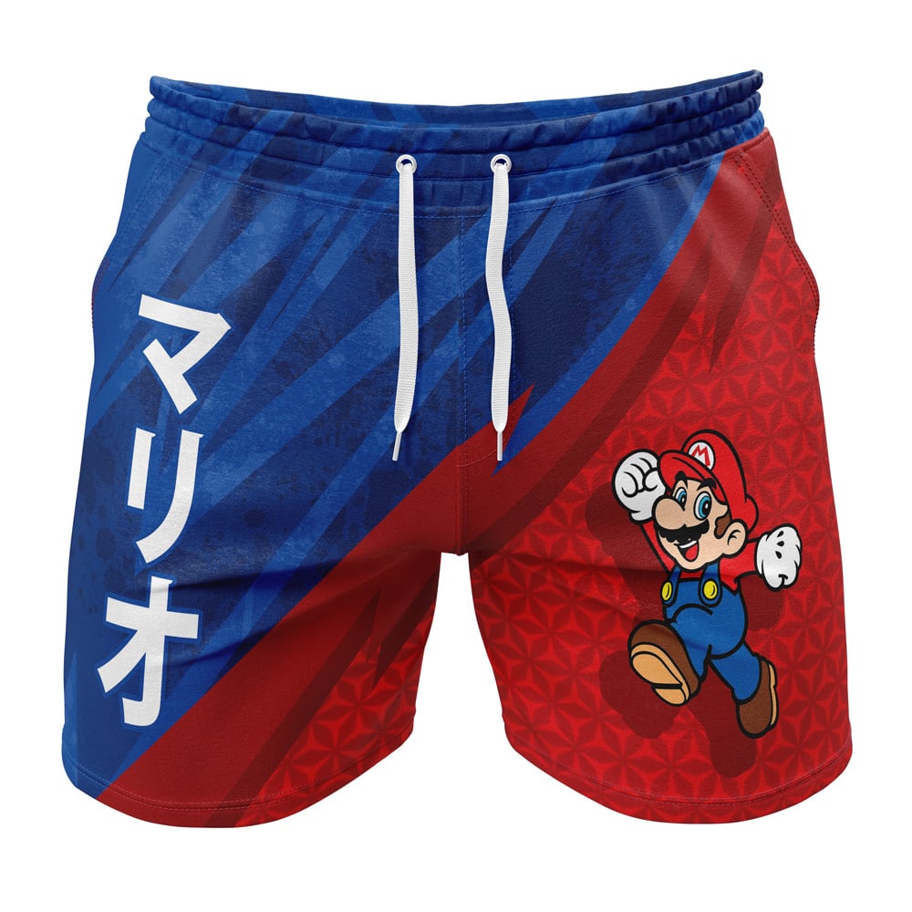 Mario SMB Gym Short FRONT Mockup 1 - Anime Swim Trunks
