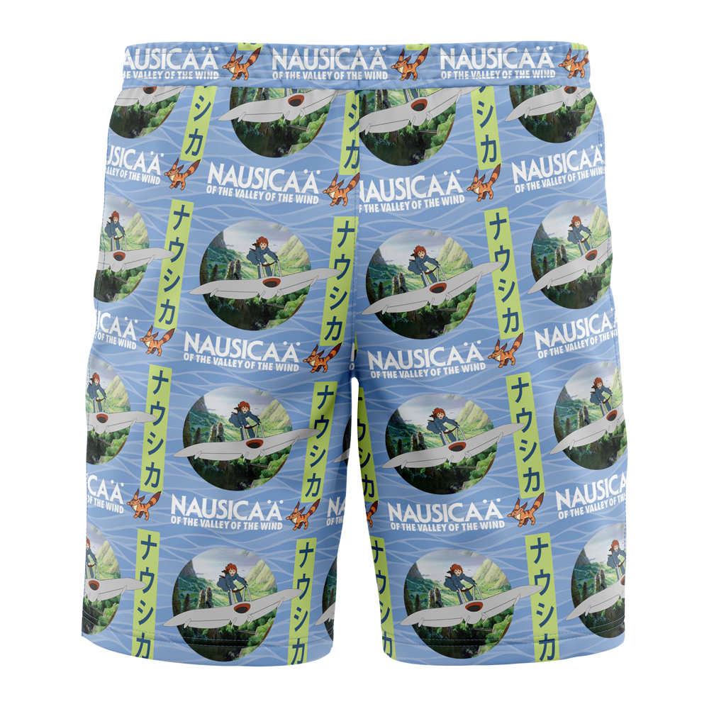 Nausicaa SG Hawaiian Shorts BACK Mockup - Anime Swim Trunks
