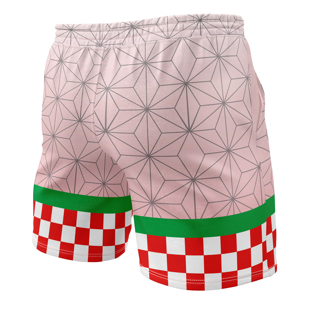 Nezuko Kamado DS Template Gym Short B RIGHT Mockup - Anime Swim Trunks