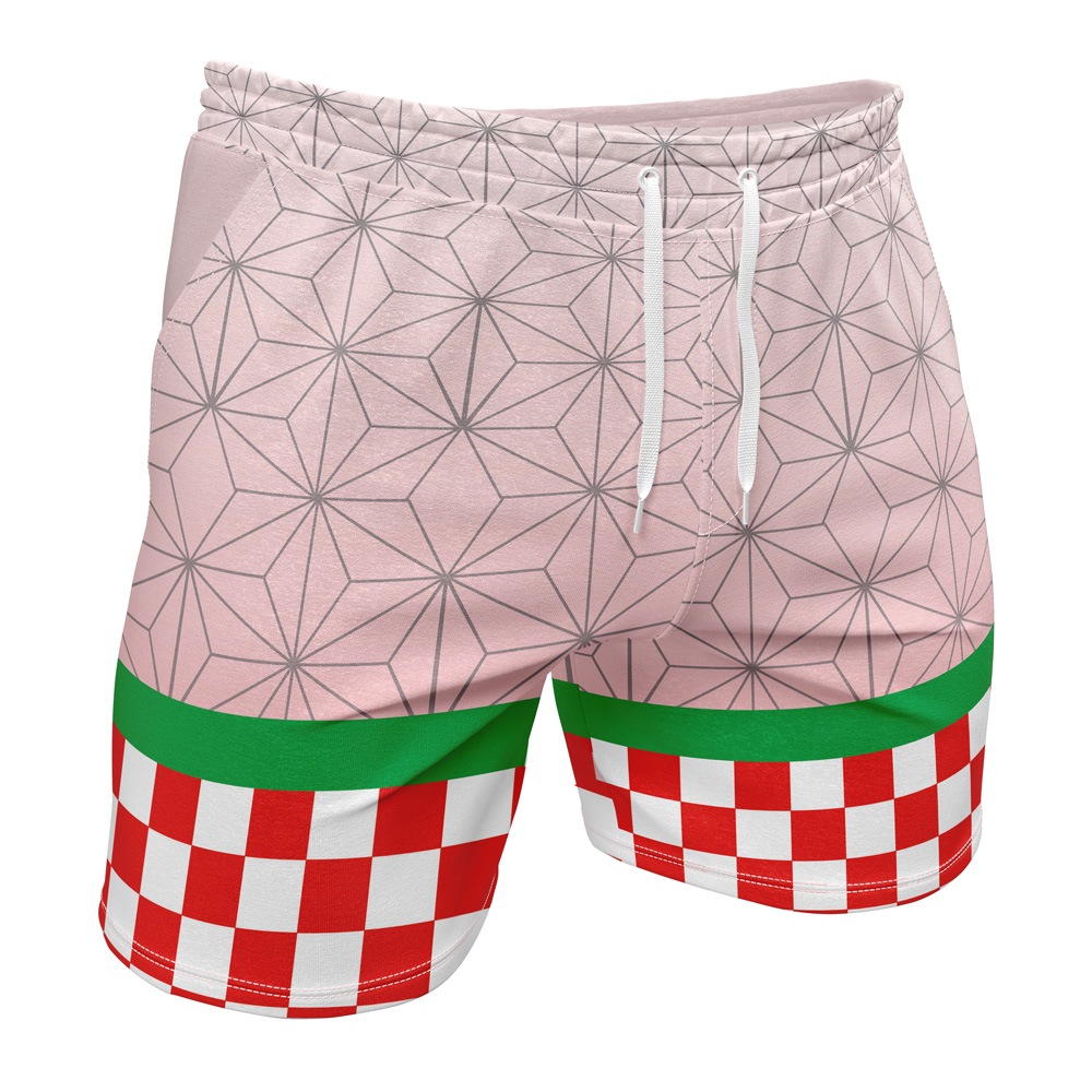 Nezuko Kamado DS Template Gym Short F SIDE Mockup - Anime Swim Trunks