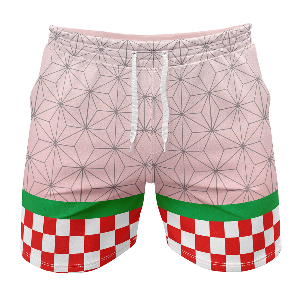 Nezuko Kamado DS Template Gym Short FRONT Mockup - Anime Swim Trunks