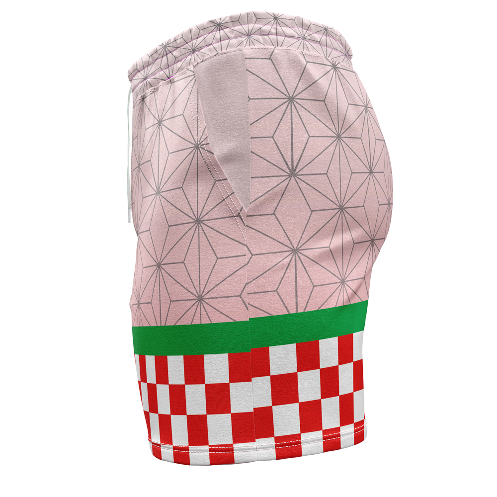 Nezuko Kamado DS Template Gym Short L SIDE Mockup - Anime Swim Trunks