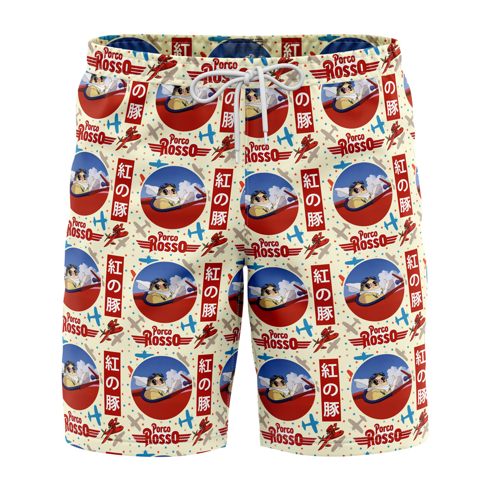 Porco Rosso SG Hawaiian Shorts FRONT Mockup Knot - Anime Swim Trunks