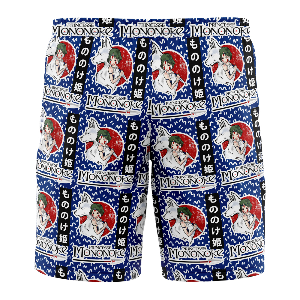 Princess Mononoke SG Hawaiian Shorts BACK Mockup - Anime Swim Trunks
