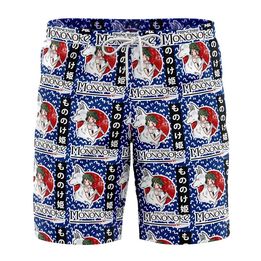 Princess Mononoke SG Hawaiian Shorts FRONT Mockup Knot - Anime Swim Trunks
