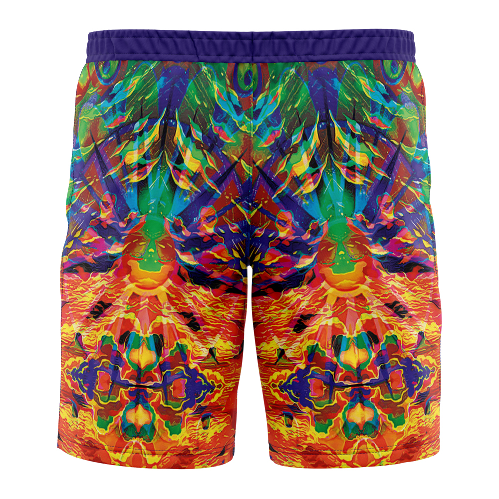 Trippy Naruto Hawaiian Shorts BACK Mockup - Anime Swim Trunks