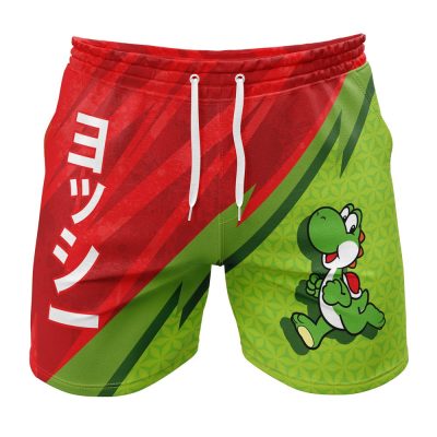 Yoshi SMB Gym Short FRONT Mockup 2 - Anime Swim Trunks
