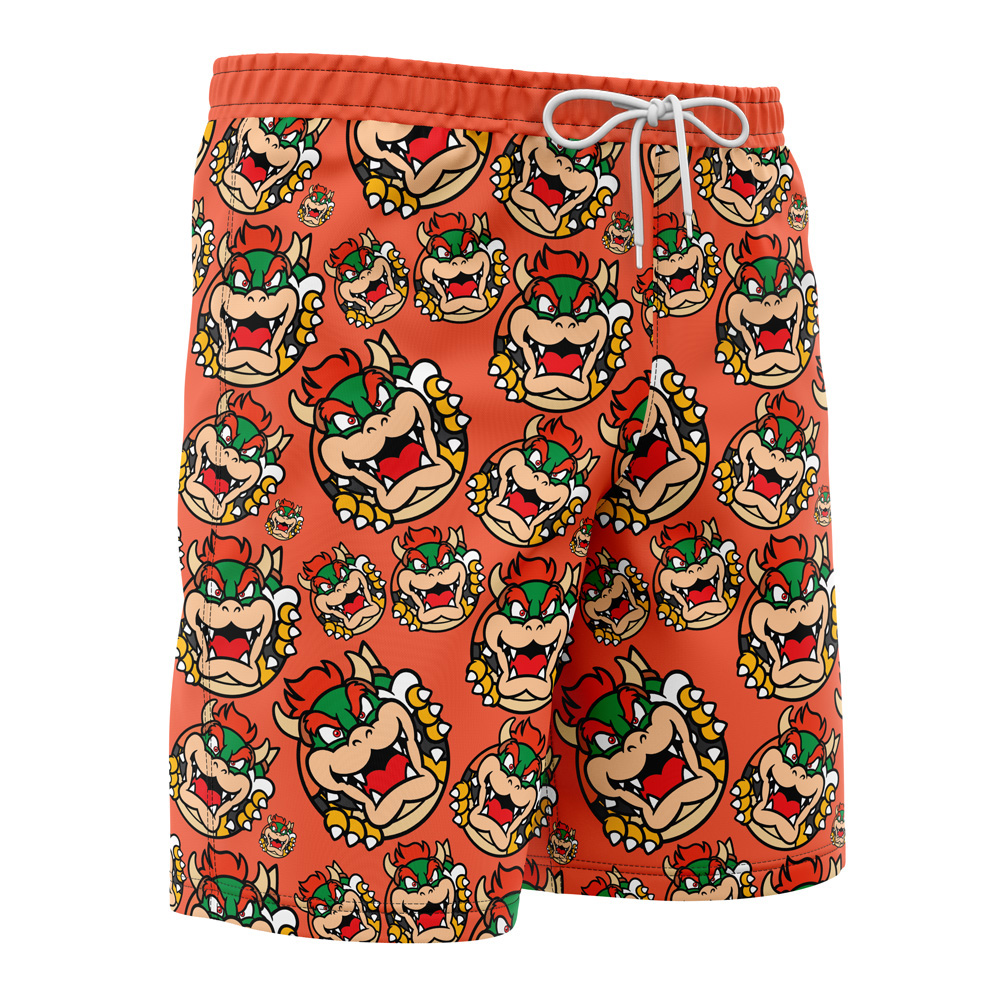 bowser Hawaiian Swim Trunks Board Shorts side Knot - Anime Swim Trunks
