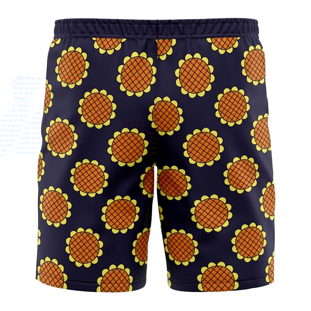luffy dressrosa Hawaiian Swim Trunks Board Shorts back - Anime Swim Trunks