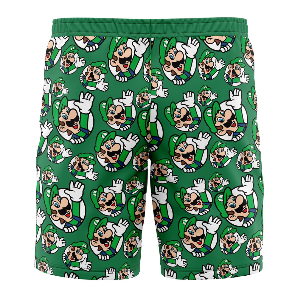 luigi Hawaiian Swim Trunks Board Shorts back - Anime Swim Trunks