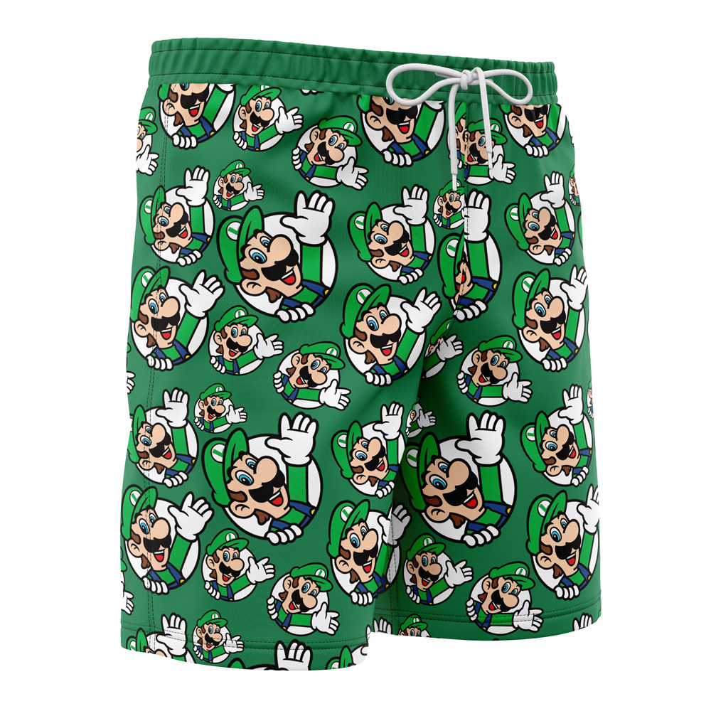 luigi Hawaiian Swim Trunks Board Shorts side Knot - Anime Swim Trunks