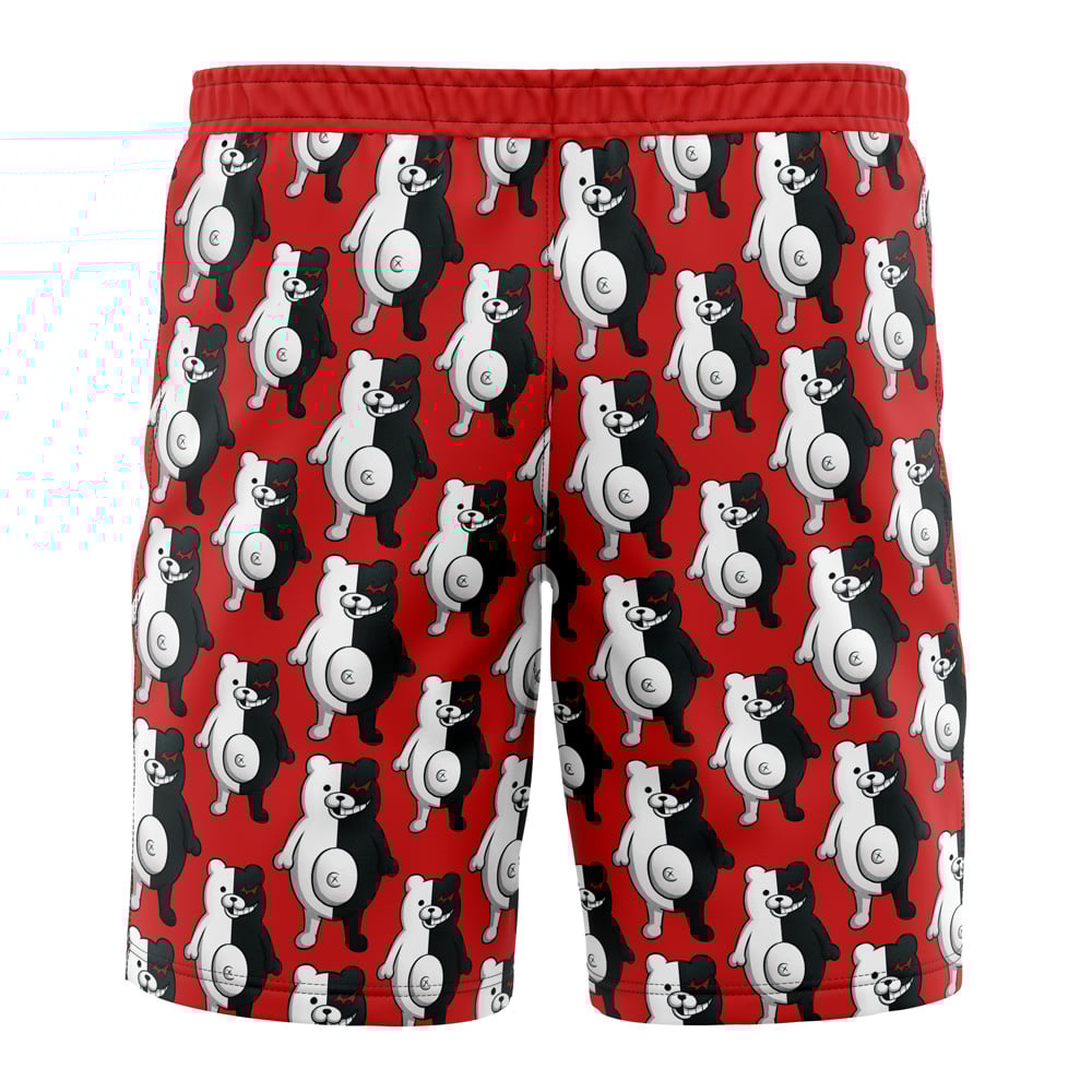 monokuma Hawaiian Swim Trunks Board Shorts back - Anime Swim Trunks